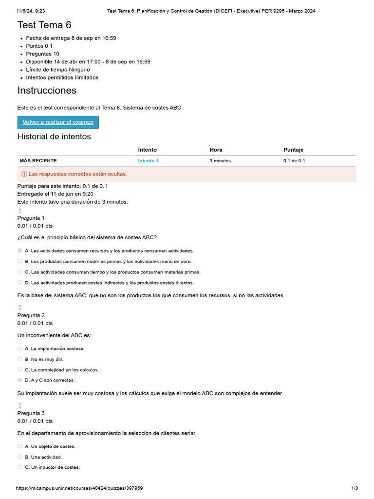 Test Tema 6 - Planificación y Control de Gestión. | PDF | Calidad ...