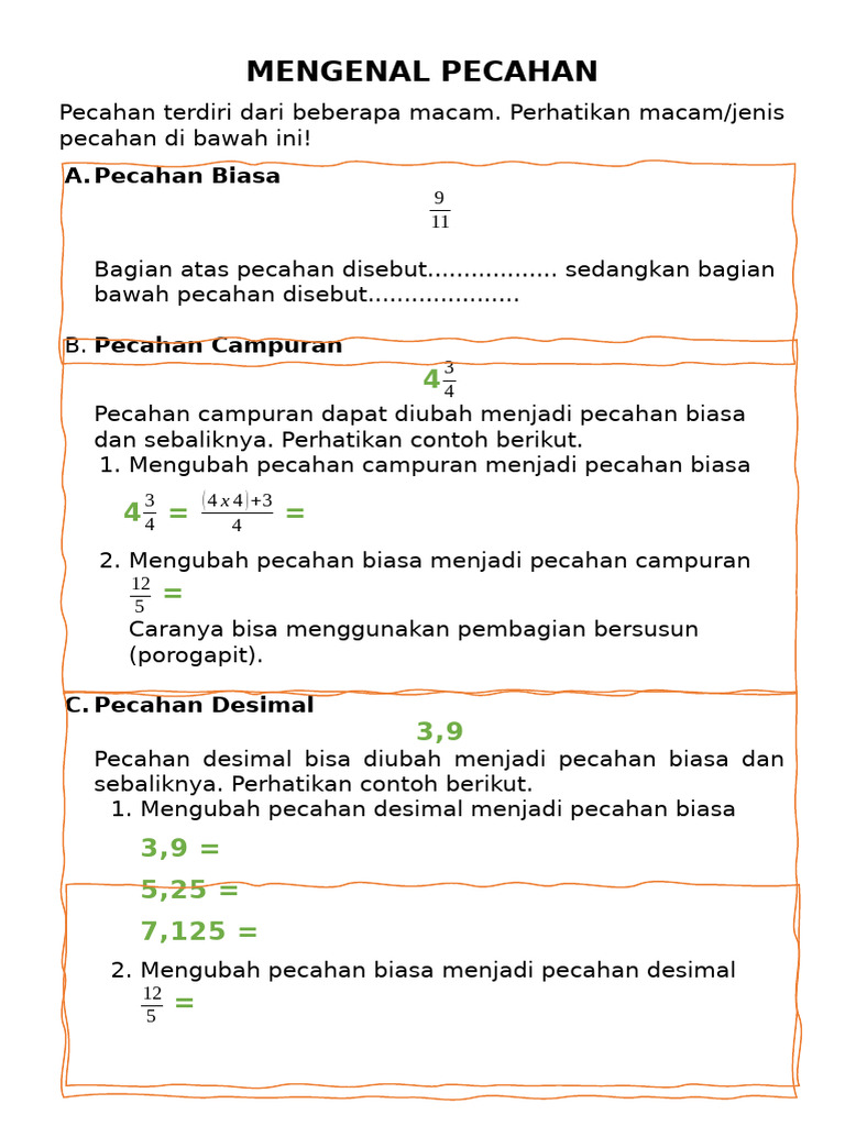 Mengubah Pecahan ke Desimal | PDF