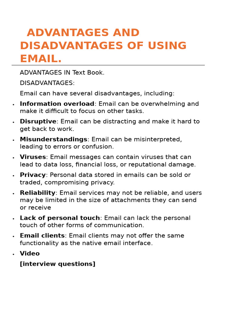 Disadvantages of Using Email | PDF