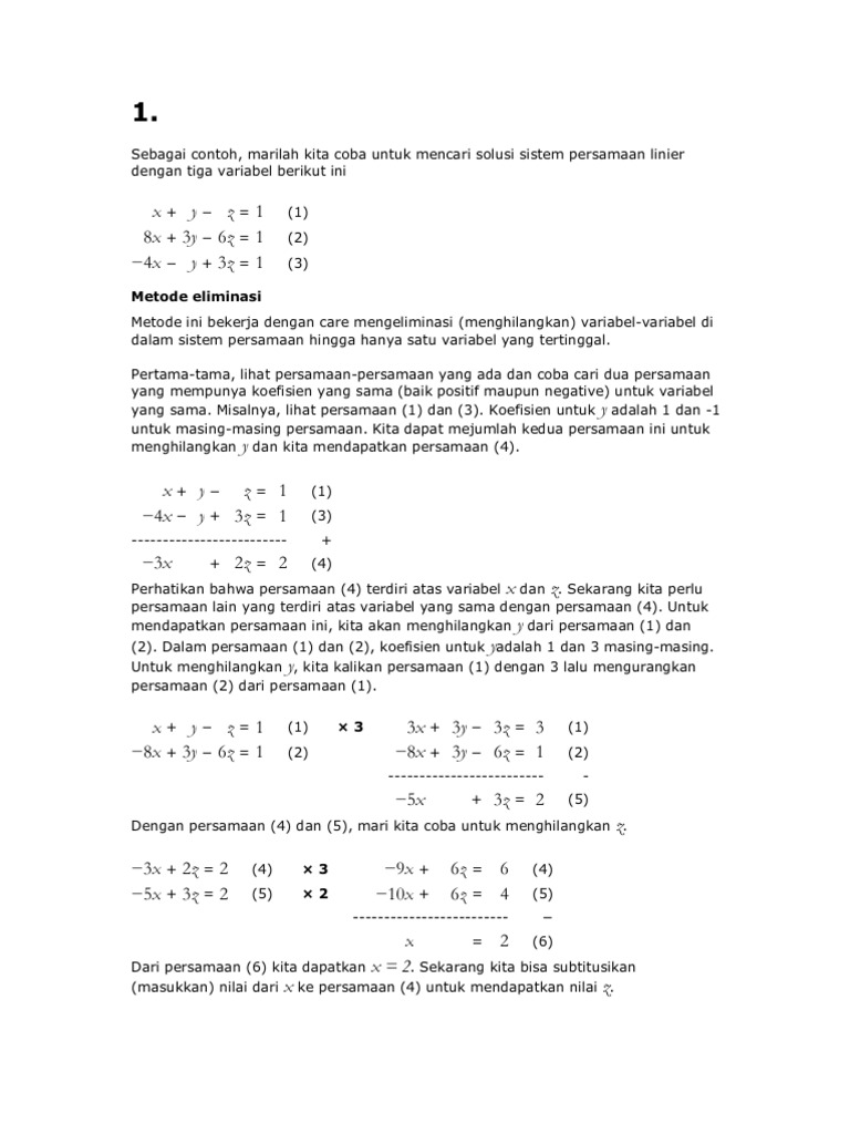 Contoh Soal Aljabar Linier