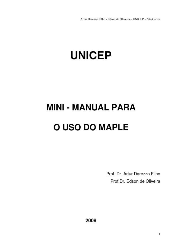 Mini-manual do Maple 7 para Iniciantes | PDF | Logaritmo | Raiz quadrada