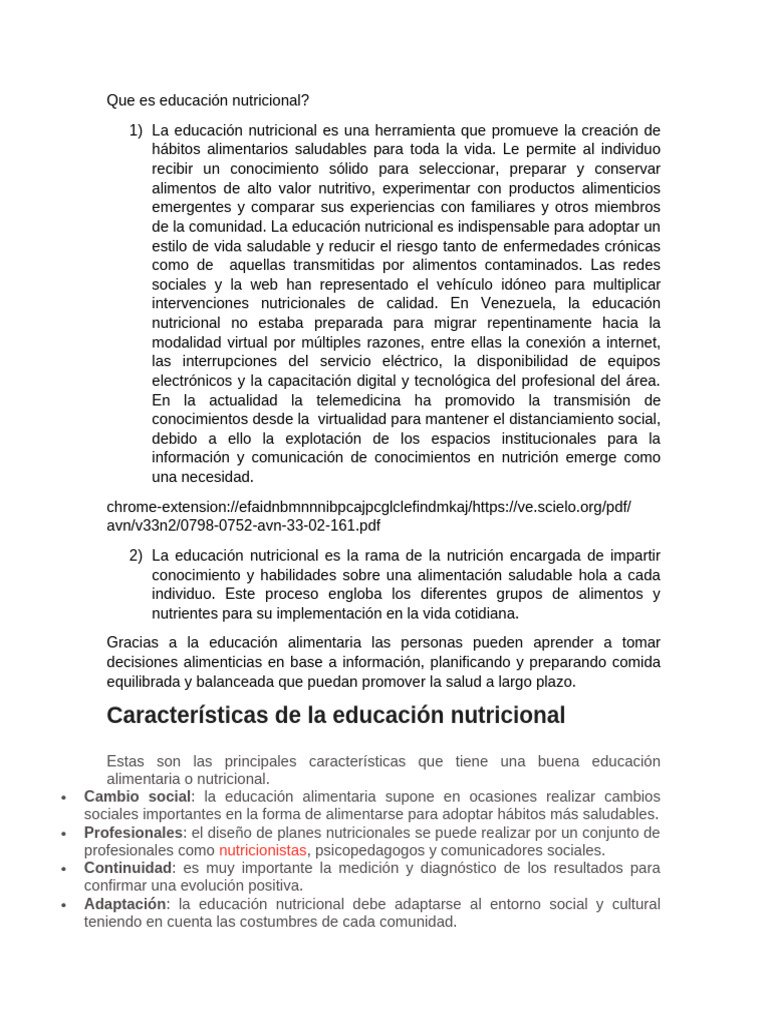Educación Nutricional: Claves y Beneficios | PDF | Nutrición | Dieta y ...