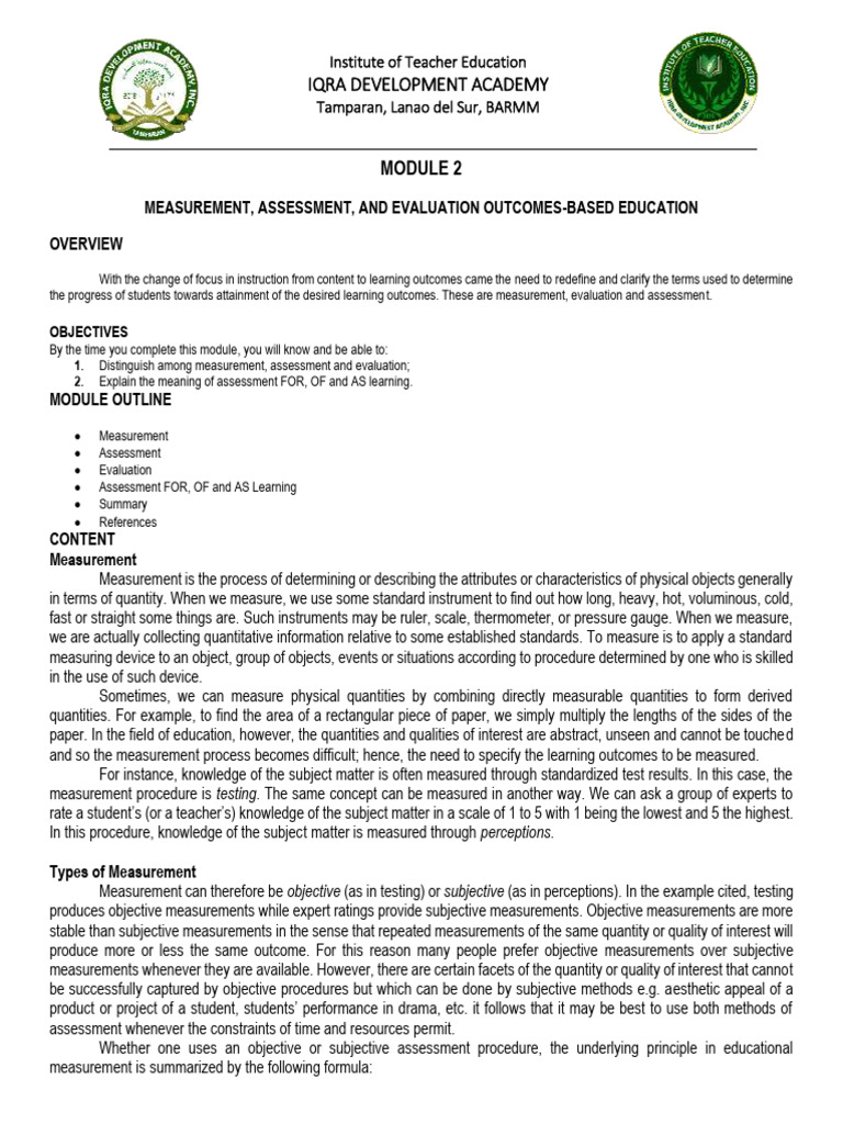 Outcomes-Based Education Assessment Guide | PDF | Educational ...