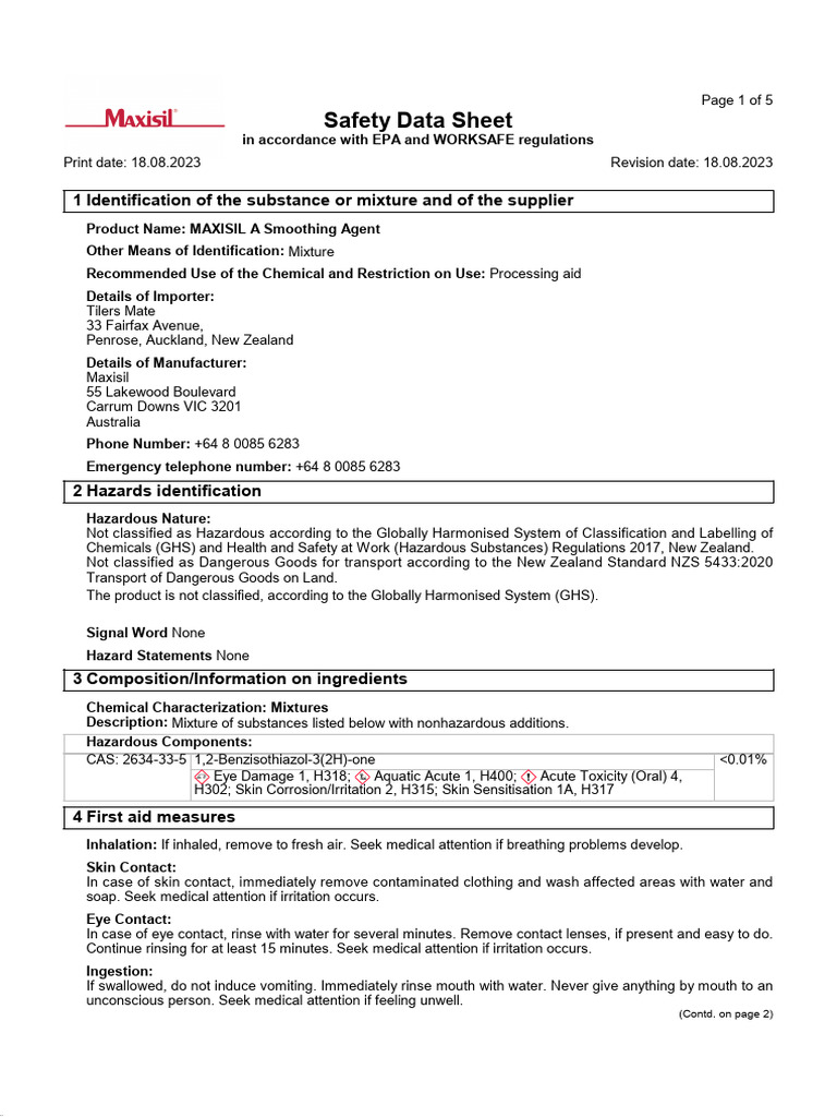 SDS - NZ - 6656669 Title 91 | PDF | Workplace | Working Conditions