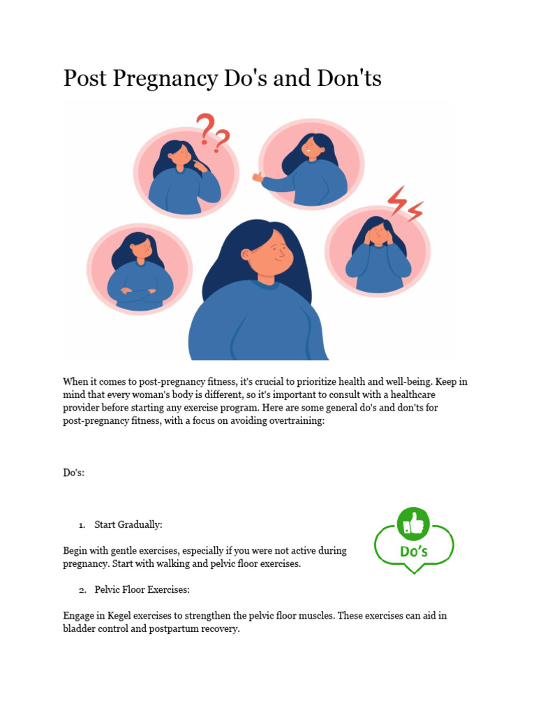 Post Pregnancy Do's and Don'ts | PDF | Postpartum Period | Physical Fitness
