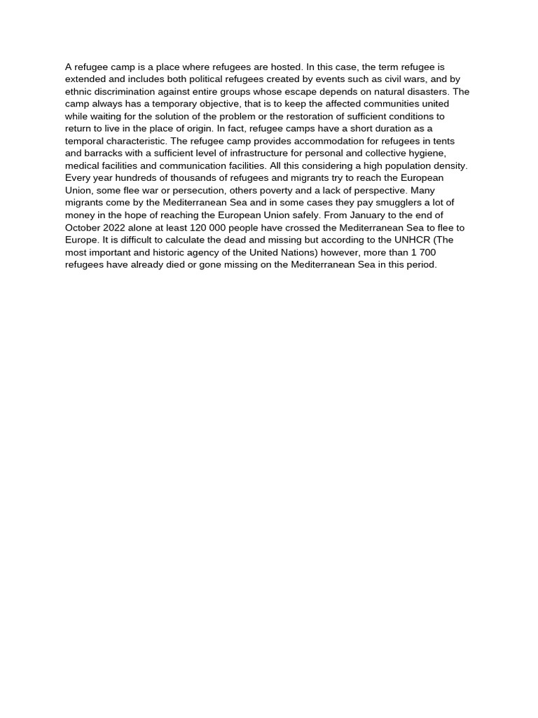 Overview of Refugee Camps and Migration | PDF