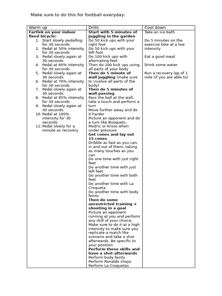 Training Plan | PDF | Physical Exercise
