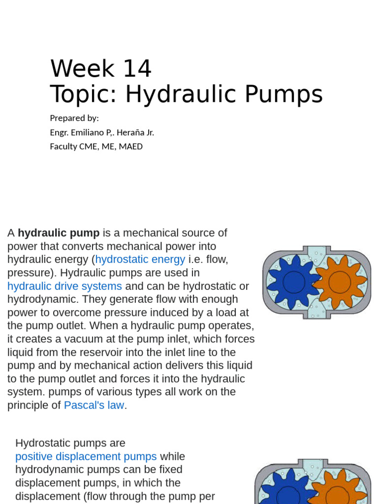 Hydraulic Pumps: Types and Functions | PDF | Pump | Valve