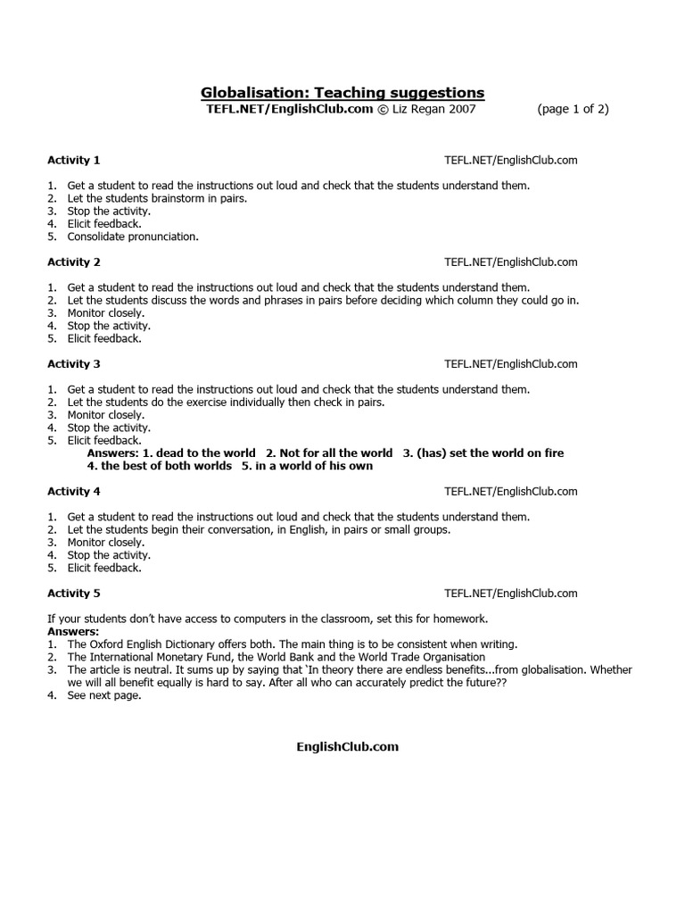 TP Globalisation TS | PDF | Globalization | Human Communication