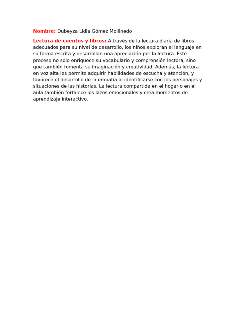 Beneficios de la Lectura en Niños | PDF