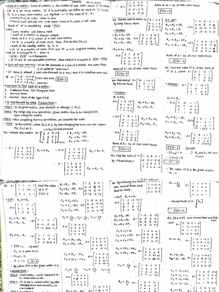 Understanding Matrix Rank and Operations | PDF | Matrix (Mathematics ...