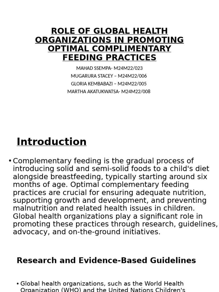 Global Health's Role in Child Feeding | PDF | Global Health | Non ...