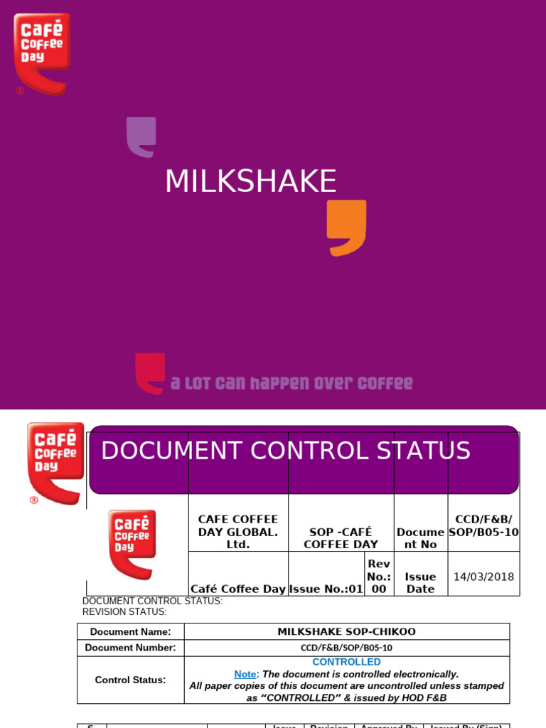 Chikoo Milkshake SOP Guide | PDF | Milkshake | Drink