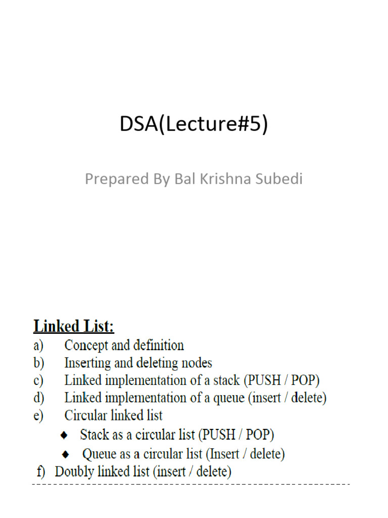 DSA Lecture 5 Notes by Bal Krishna | PDF