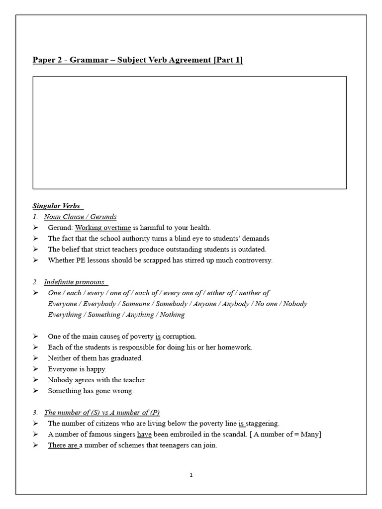 Subject-Verb Agreement Guide | PDF | Grammatical Number | Verb