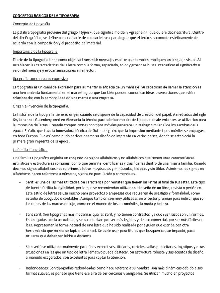 Tipografía: Conceptos y Familias | PDF | Tipografía | Serif