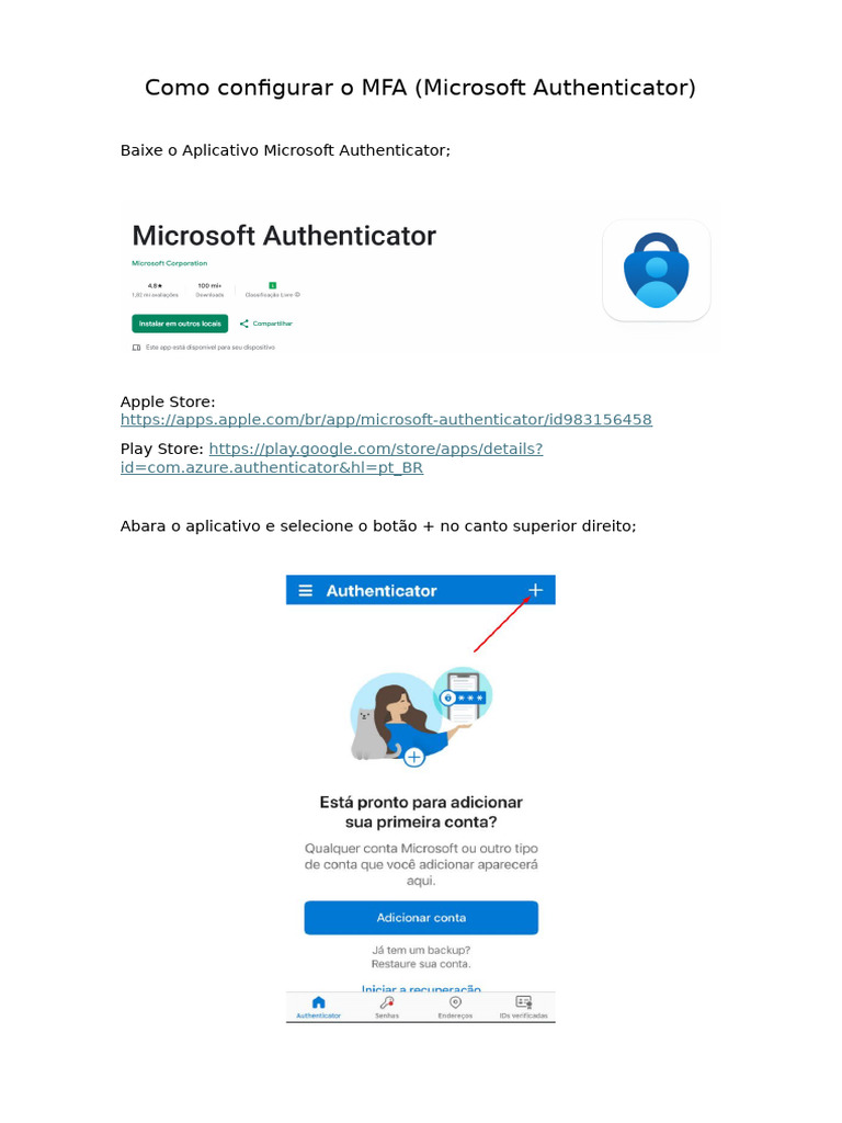 Como Configurar MFA com Microsoft Authenticator | PDF
