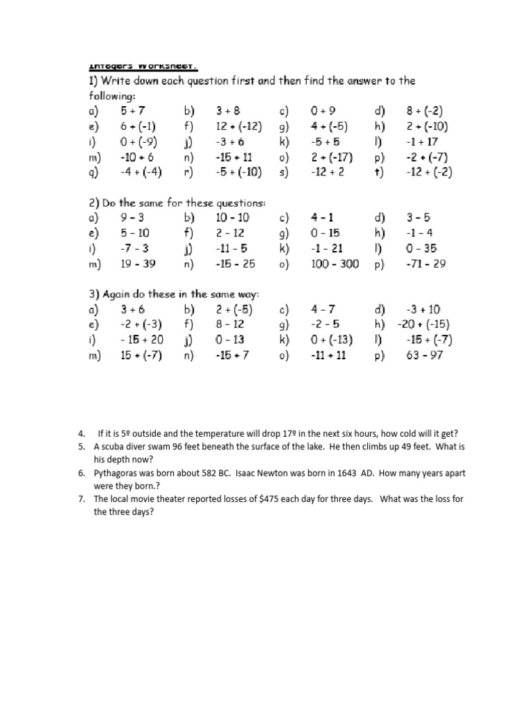INTEGERS | PDF