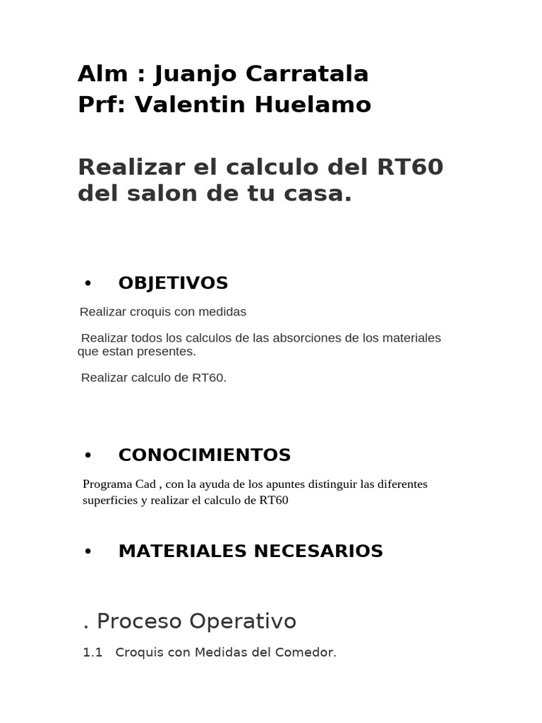 Cálculo del RT60 en Salones Domésticos | PDF | Sonido | Acústica
