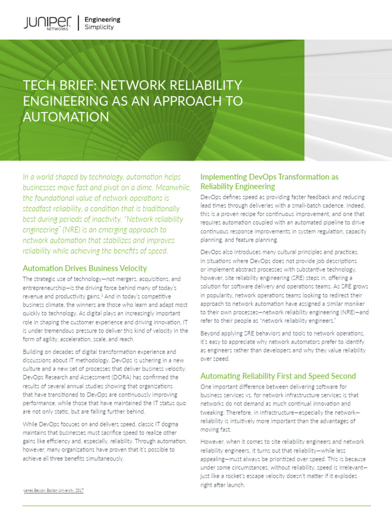 Network Reliability Engineering Explained | PDF | Reliability ...