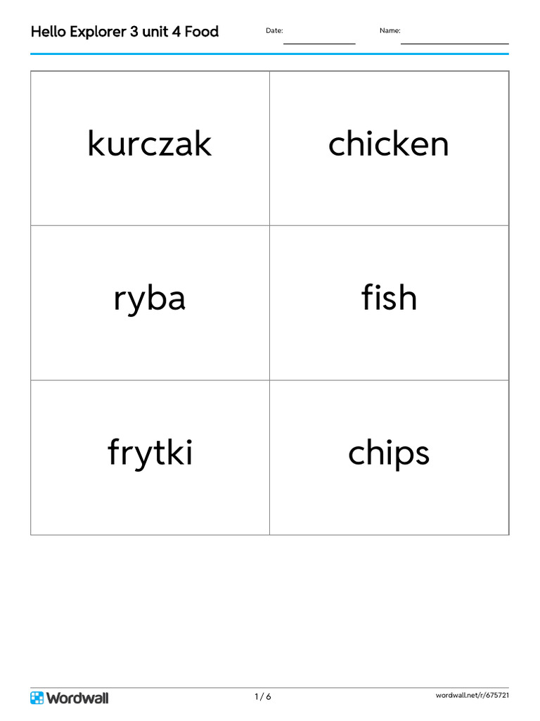 Hello Explorer 3 Unit 4 Food Flash Cards | PDF