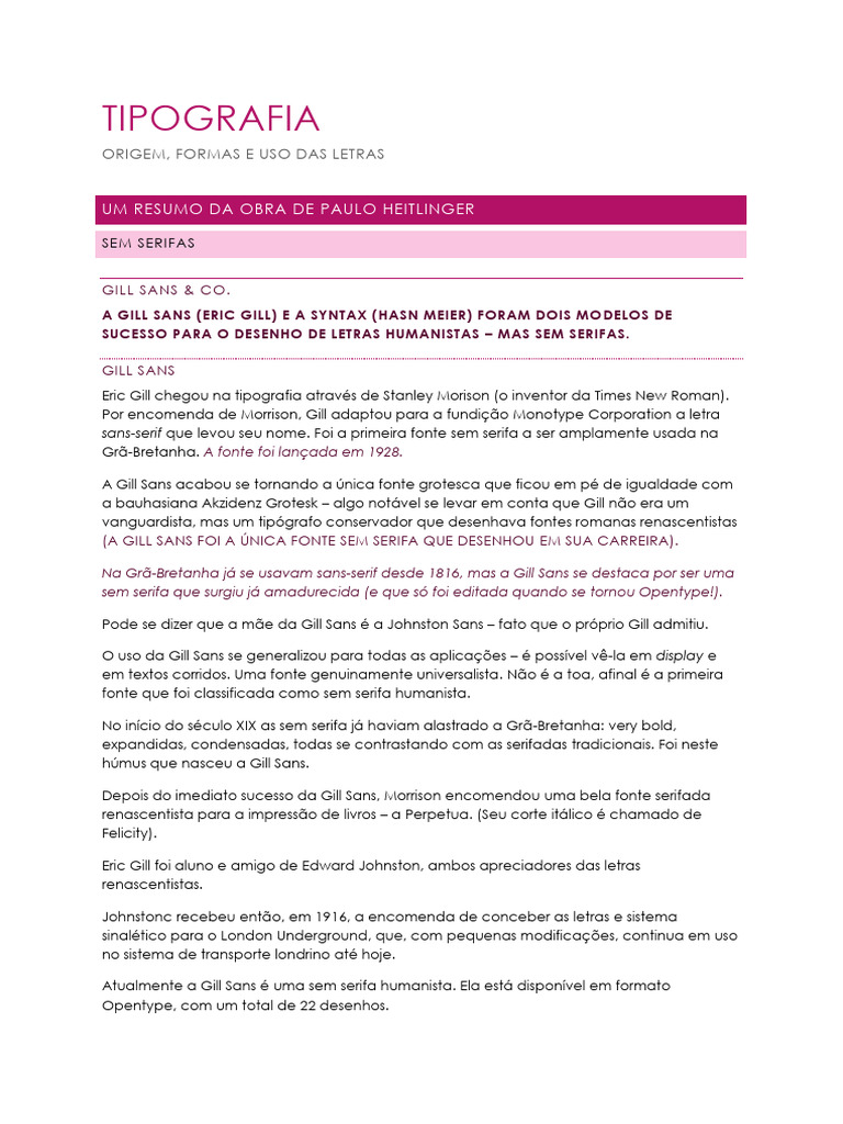 Resumo - Tipografia Origens Formas e Uso Das Letras | PDF | Tipografia ...