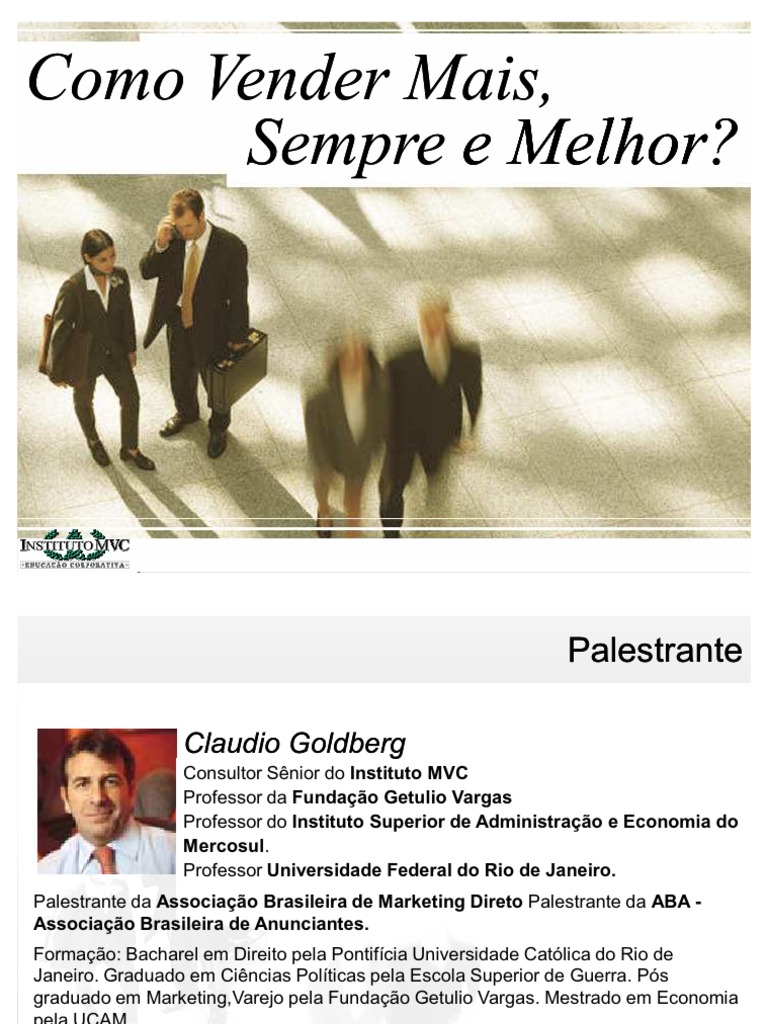 Como Vender Mais e Melhor-Claudio - Goldberg | PDF | Carreira e ...