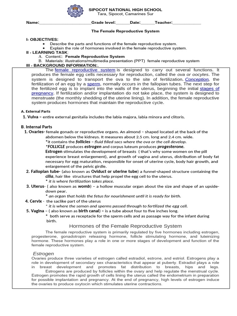 Module Female Repro | PDF | Menstrual Cycle | Ovary