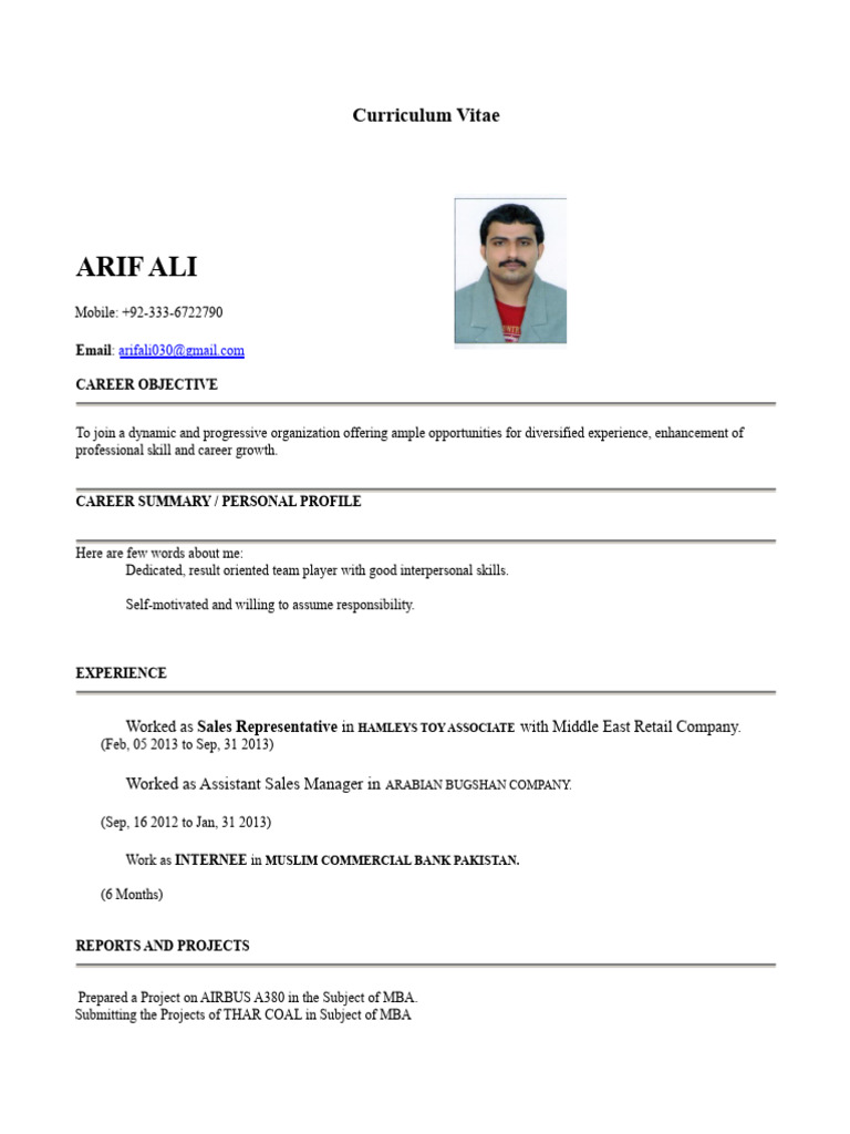 Updated - Arif Ali CV | PDF