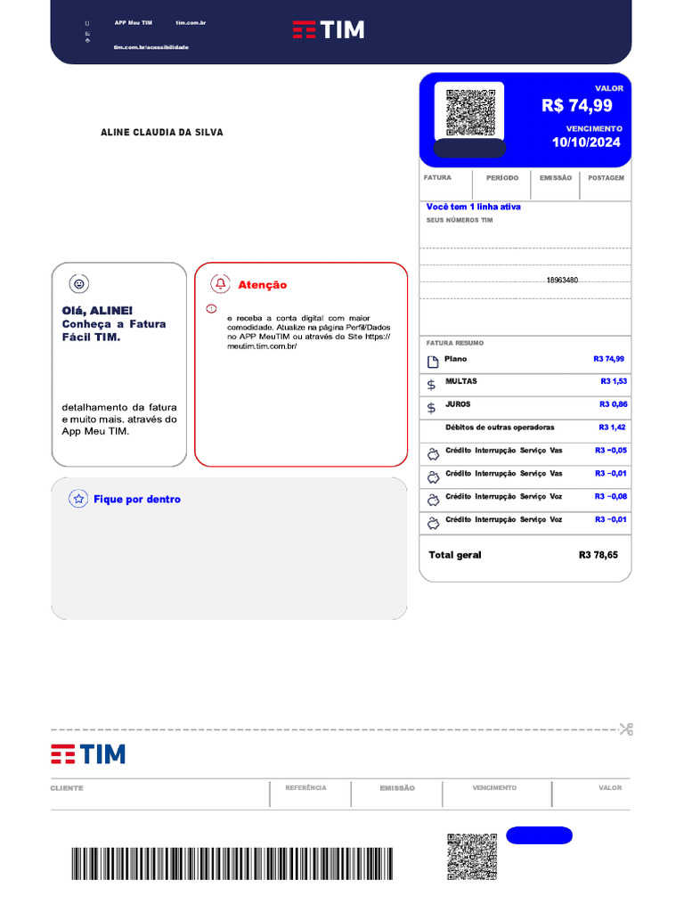 Fatura Fácil TIM: Revisão e Pagamento Simplificados | PDF | Tecnologia ...