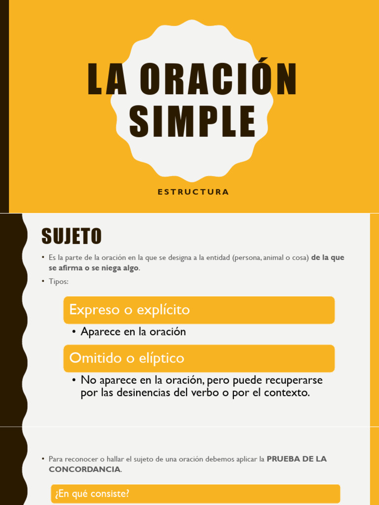 Estructura de la Oración Simple | PDF | Asunto (gramática) | Predicado ...
