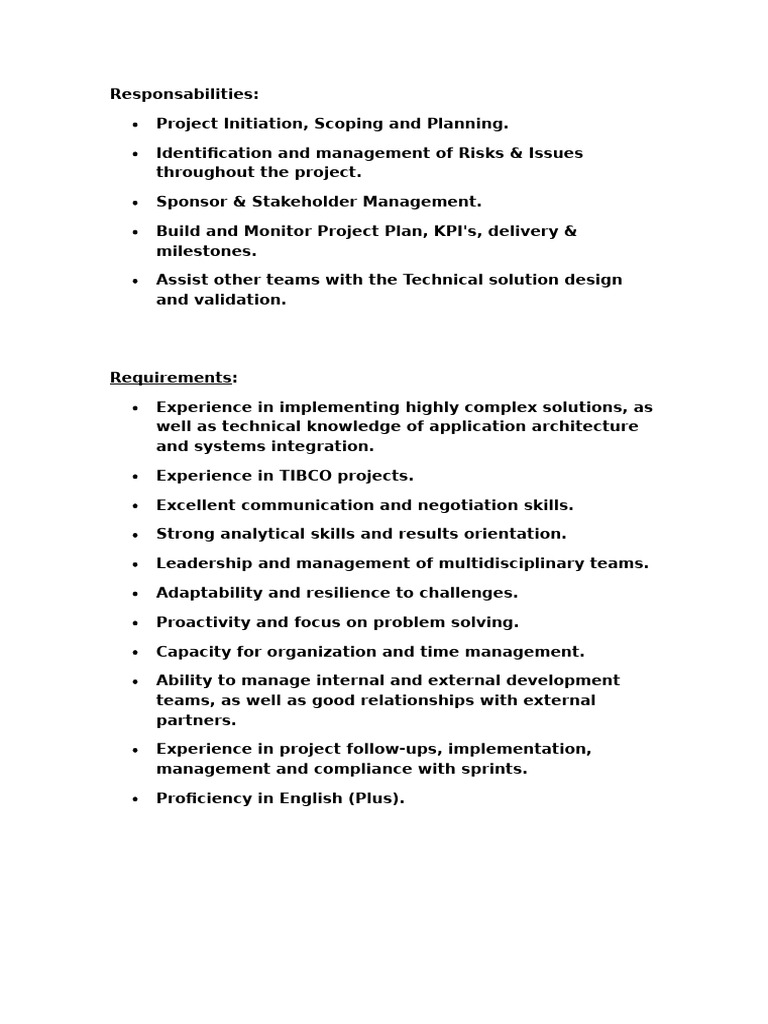 Project Management Responsibilities & Skills | PDF