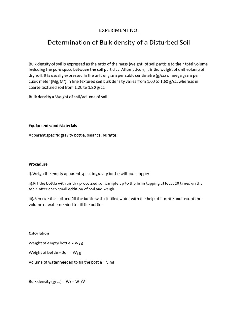 7.Determination of Bulk Density of Soil | PDF