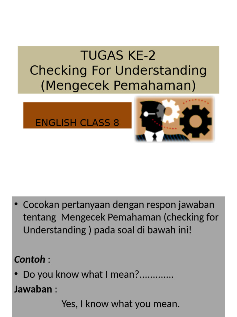 Checking for Understanding: English Class 8 | PDF