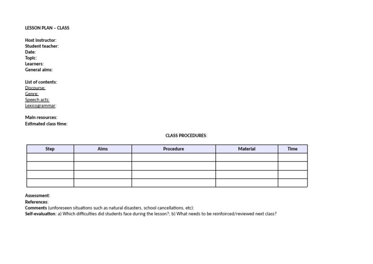 Lesson Plan Template Overview | PDF