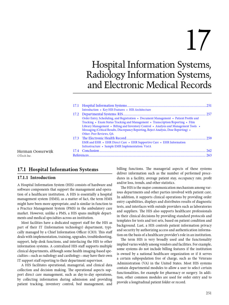 Hospital Information Systems Radiology Information Systems and ...