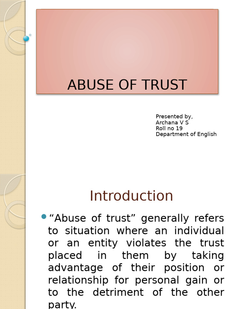 Understanding Abuse of Trust Dynamics | PDF | Discrimination | Social ...