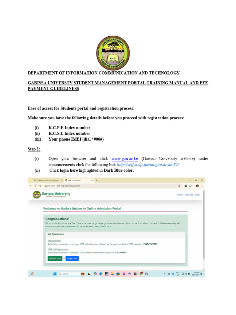 Garissa Univ. Student Portal Guide | PDF