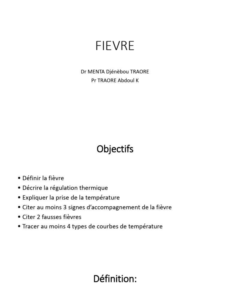 Types et physiopathologie de la fièvre | PDF | Fièvre | Maladies et ...