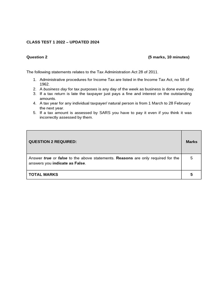 CLASS+TEST+1+2022+–+UPDATED+2024 | PDF
