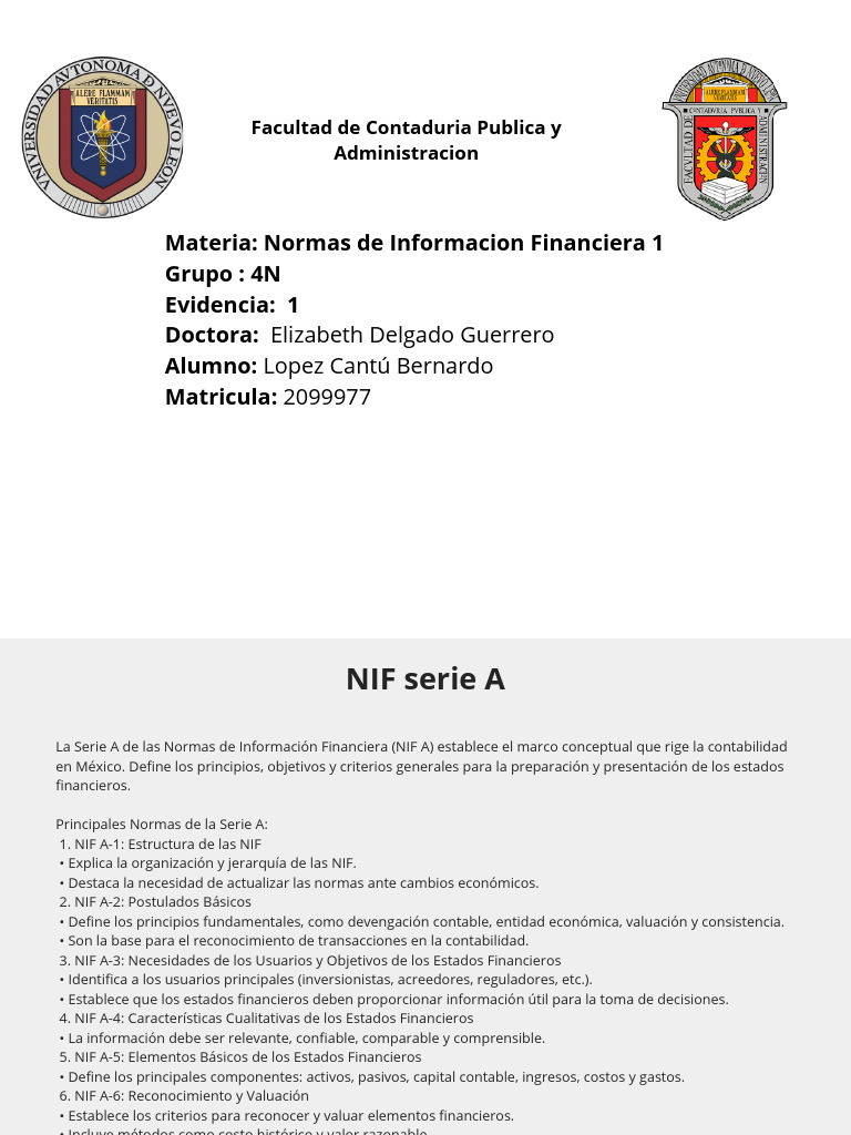 Evidencia 1 NIF | PDF | Contabilidad | Estado financiero