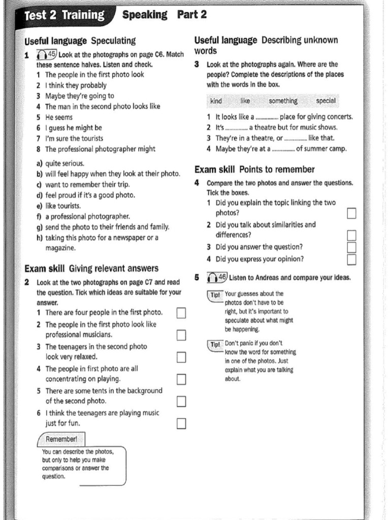 EXTRA SPEAKING Part 2 LONG TURN Gold First Unit 11 Ms Tathyana Rojas | PDF