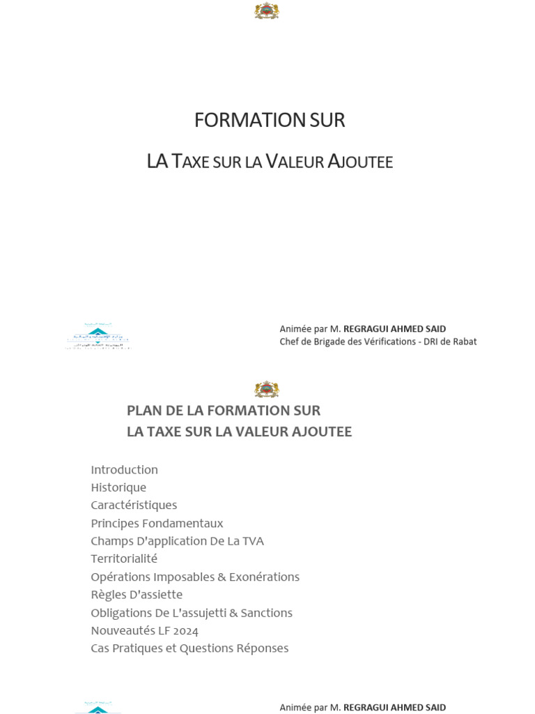 Formation sur la Taxe sur la Valeur Ajoutée | PDF | Taxe sur la valeur ...