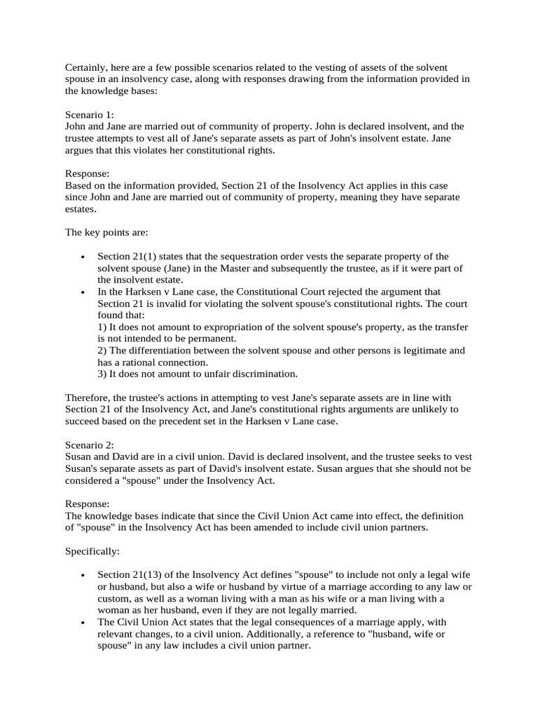 Vesting of Assets of The Solvent | PDF | Social Institutions | Justice