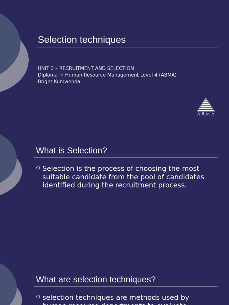 Effective Selection Techniques in HR | PDF | Recruitment | Industrial ...