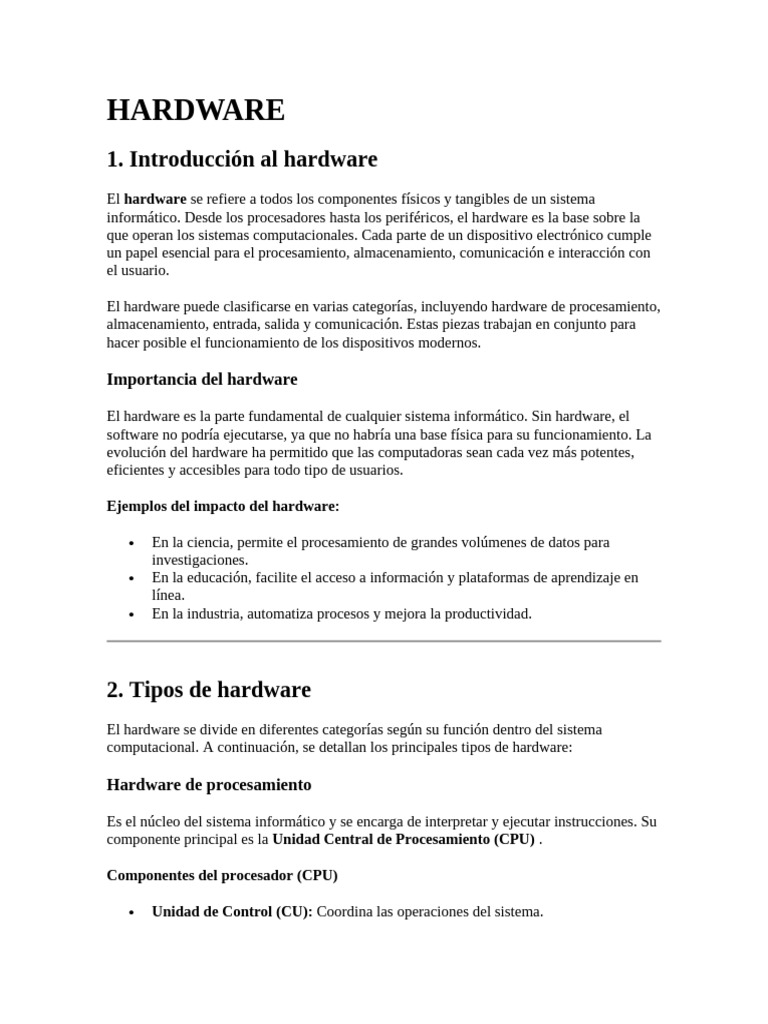 Guía Completa de Hardware y Software | PDF | Hardware de la computadora ...