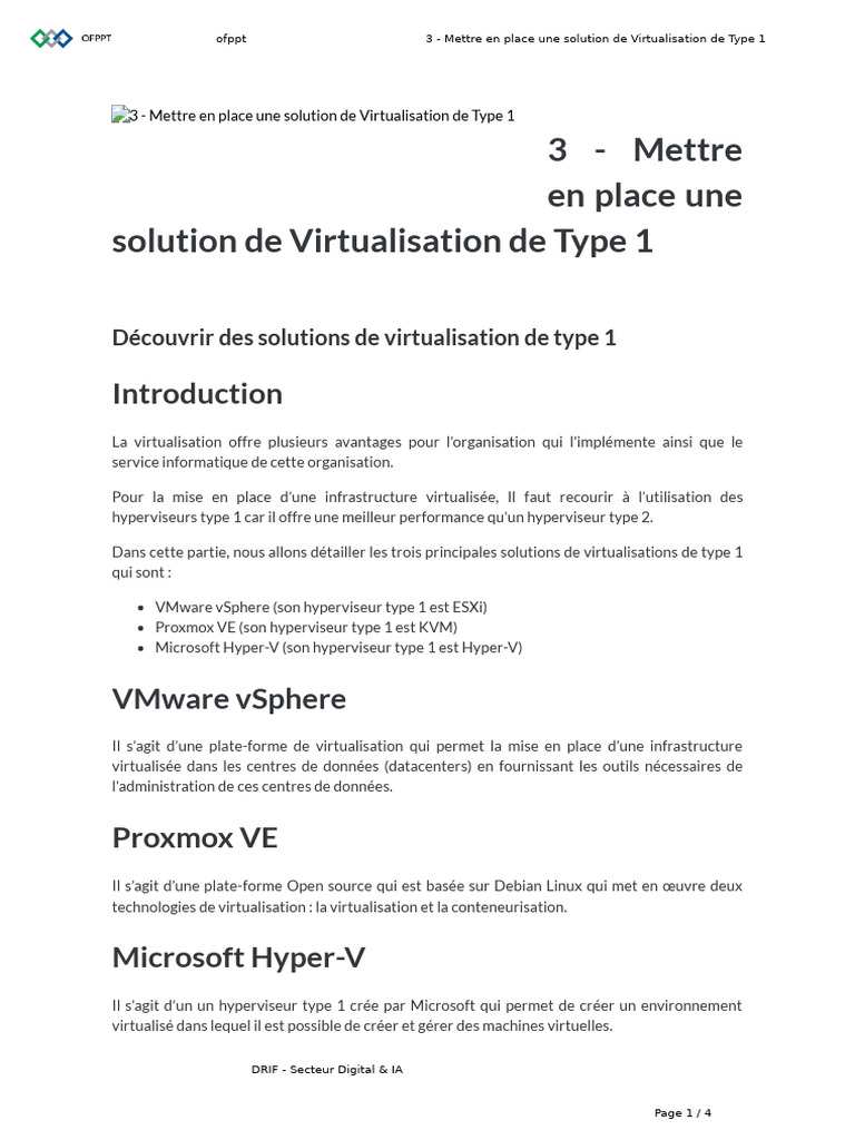 Solutions de Virtualisation Type 1 | PDF | Virtualisation | Machine ...