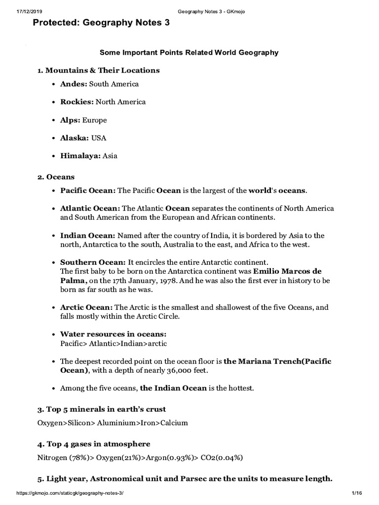 Geography Notes 3 Gkmojo Pdf