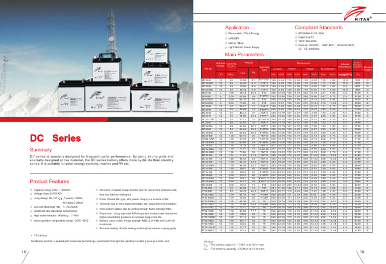 DC Series Battery Specifications | PDF | Power (Physics) | Electricity