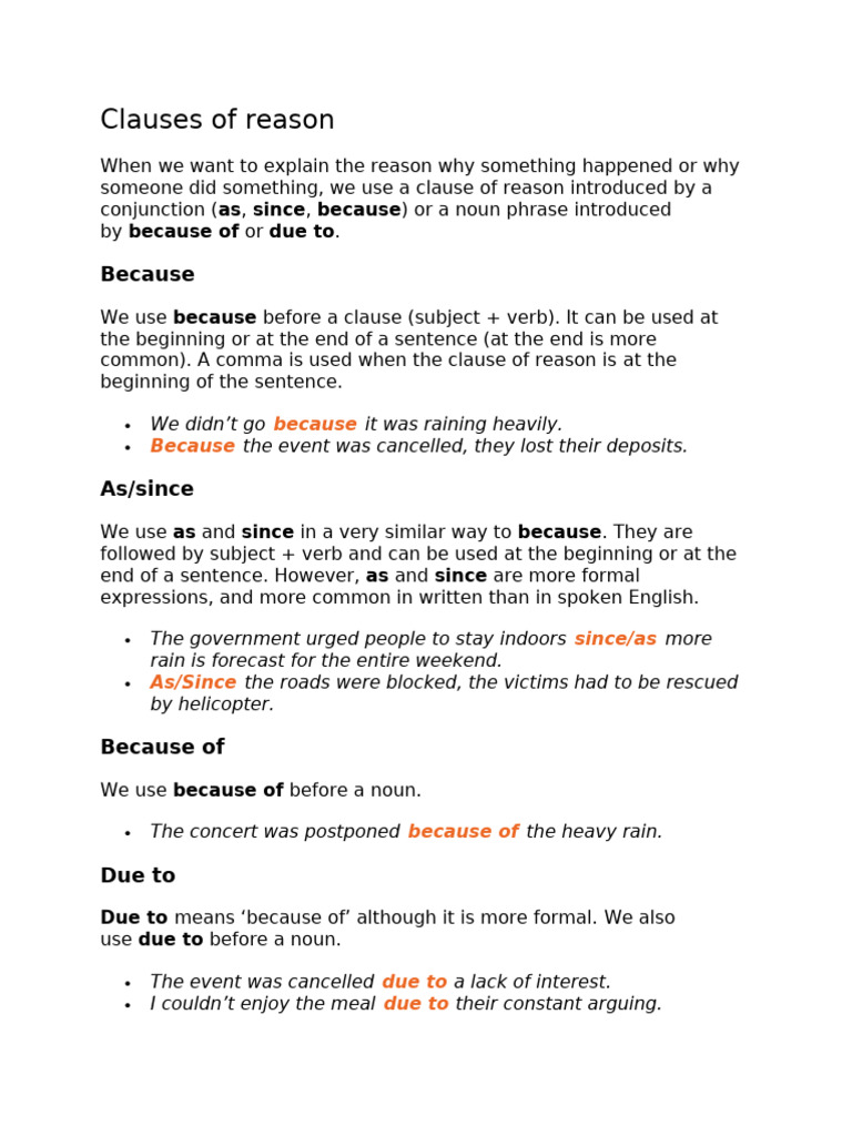 Understanding Clauses of Reason | PDF